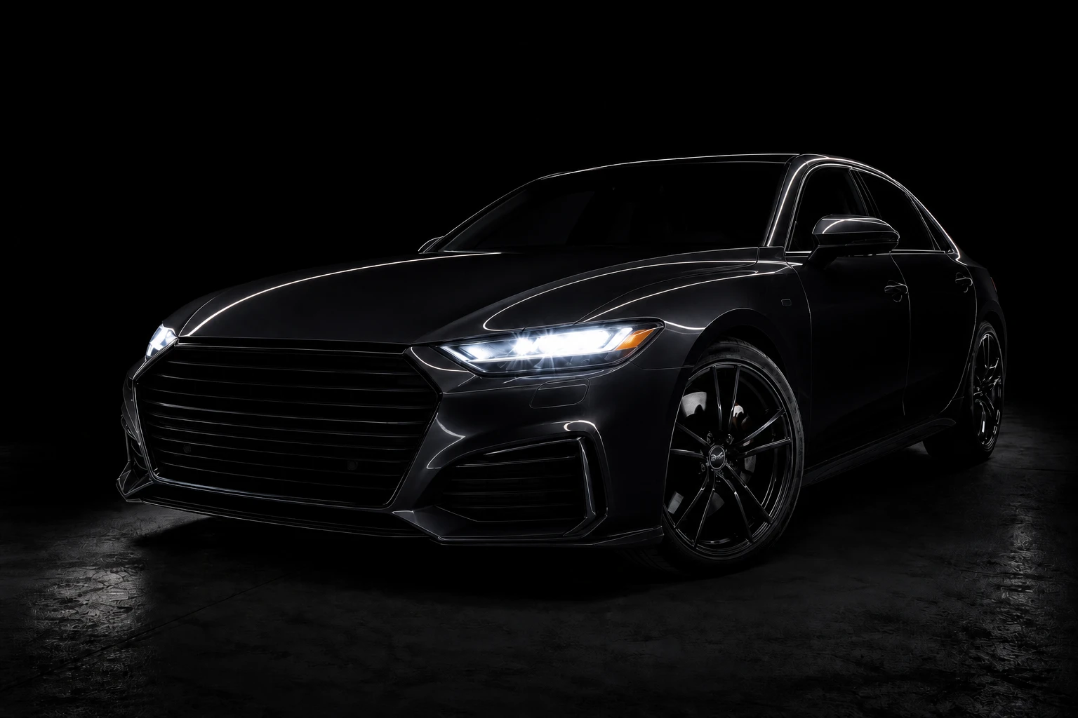 Car exterior — Dramatic Black variation of Automotive Light Painting.