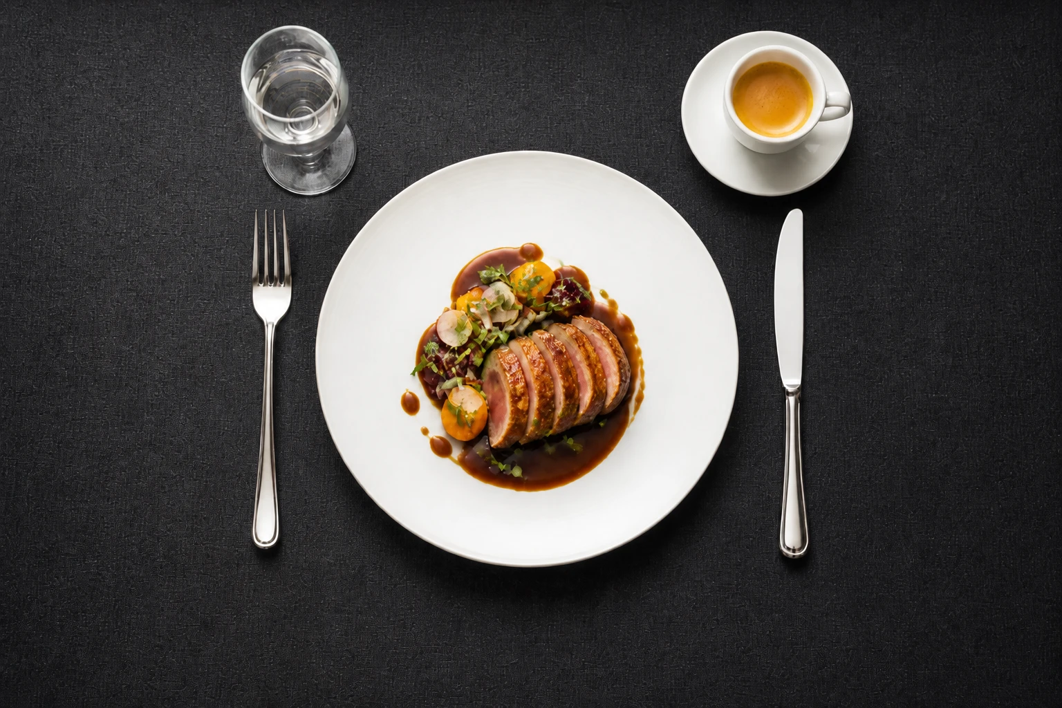Plated dish — Fill Card Brighter variation of Beauty Dish Overhead Food Flat Lay.