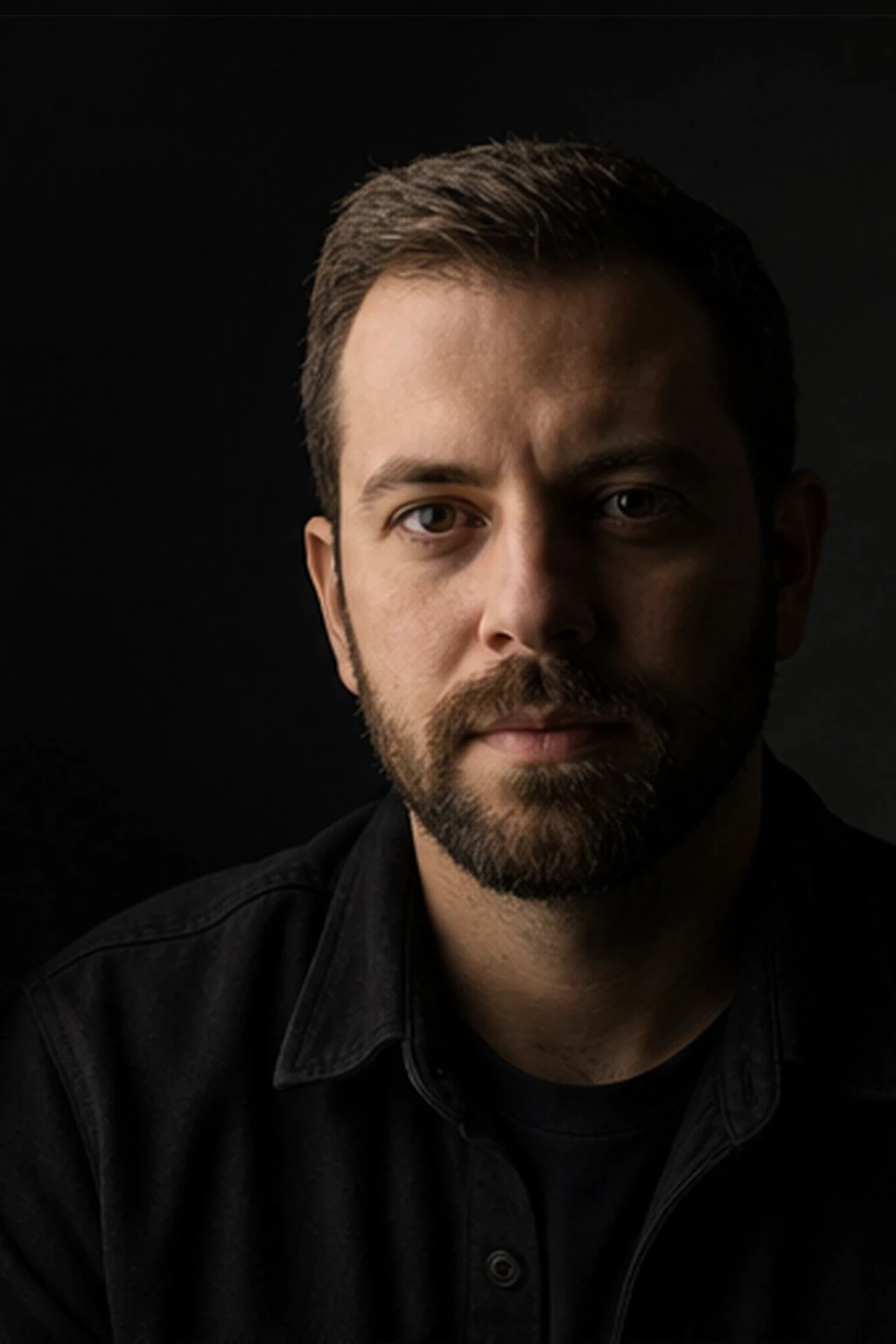 Portrait subject — Black Flag Portrait Control lighting setup.
