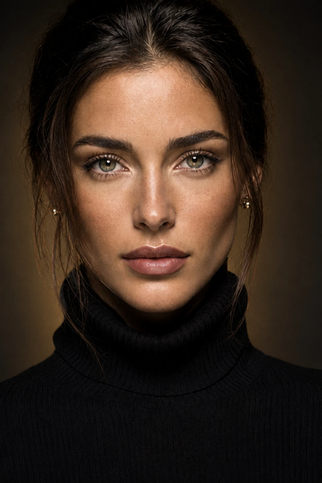Keep the face neutral but add a warm background spot for a richer beauty editorial finish Portrait subject — Warm Background Glow variation of Butterfly Beauty Dish Portrait.