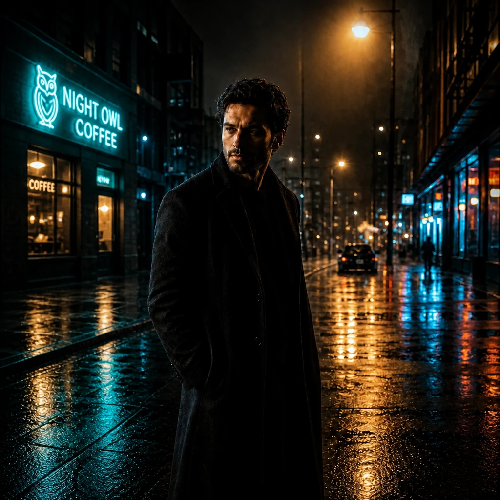 Portrait subject — Two-Practical Frame variation of Cinematic Outdoor Night.