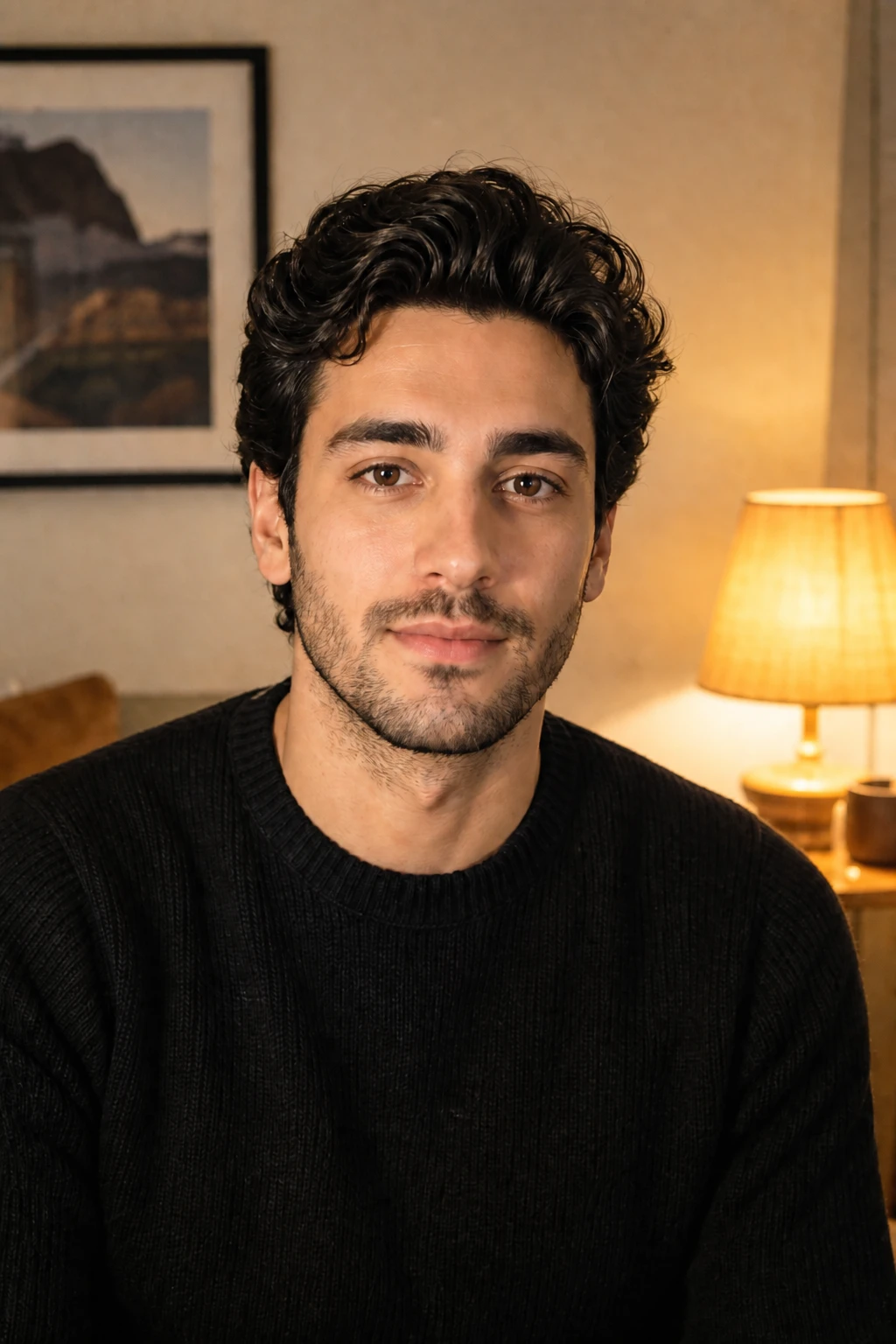 Raise the soft fill and open the shadow side for a brighter, friendlier talking-head look that still keeps the motivate… Portrait subject — Creator Vlog Soft variation of Cinematic Practical Interior Portrait.