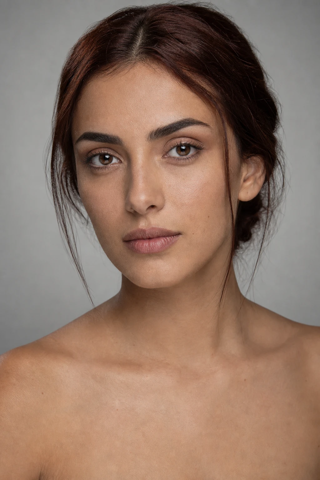 Overhead beauty dish plus under fill — even skin, controlled catchlights, commercial polish