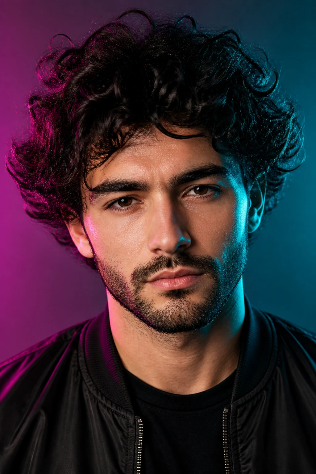 Portrait subject — Colored Gel Background Portrait lighting setup.