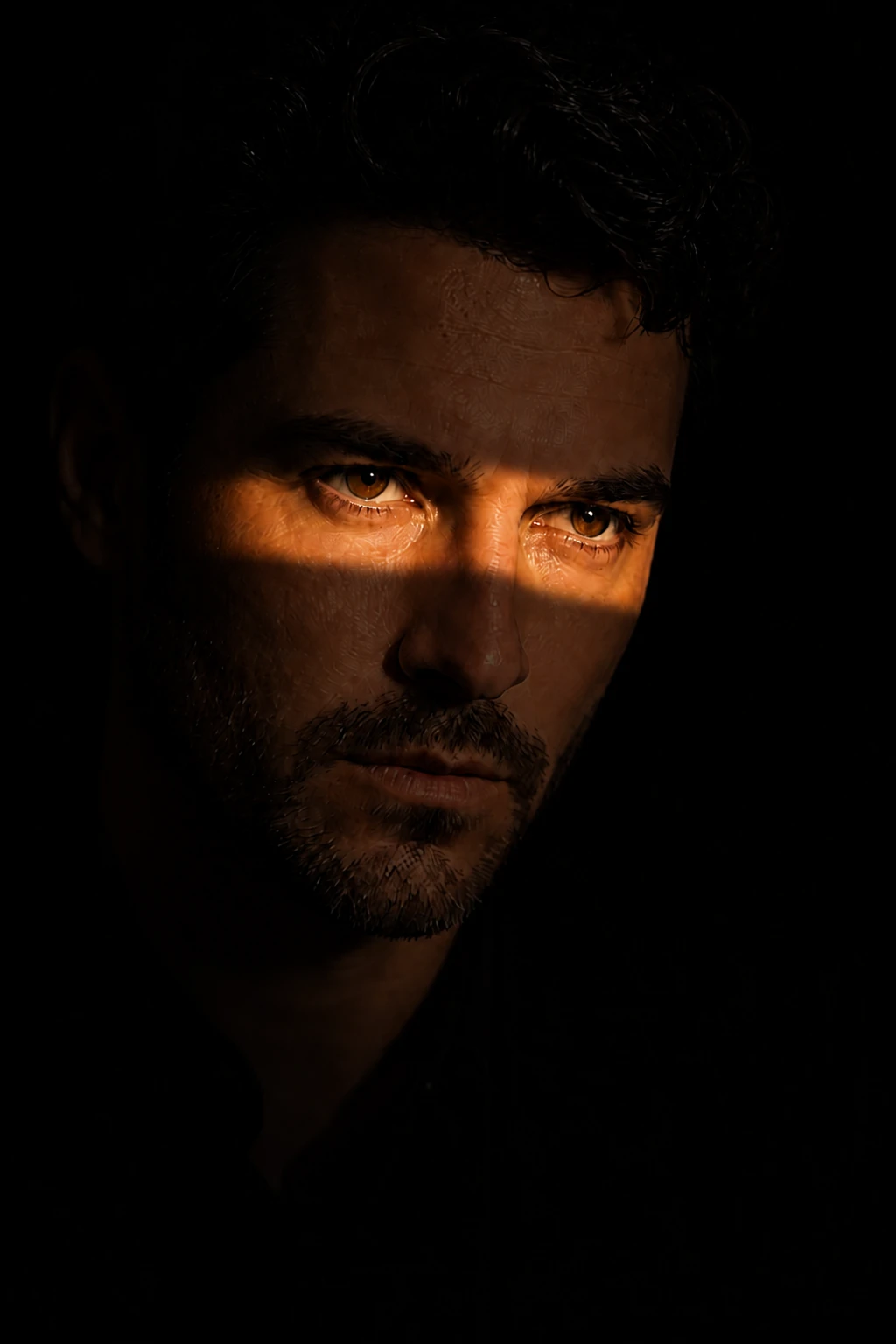 Portrait subject — Cutter Slash Light Cinematic Face lighting setup.