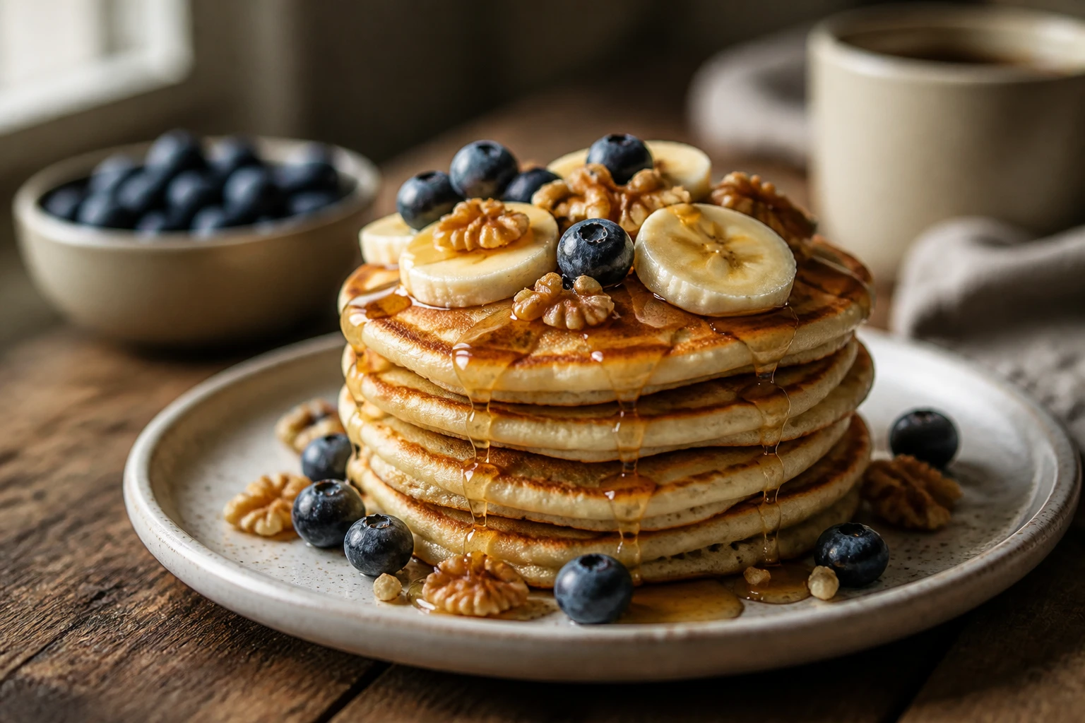 Stack of pancakes — Food Window Daylight lighting setup.