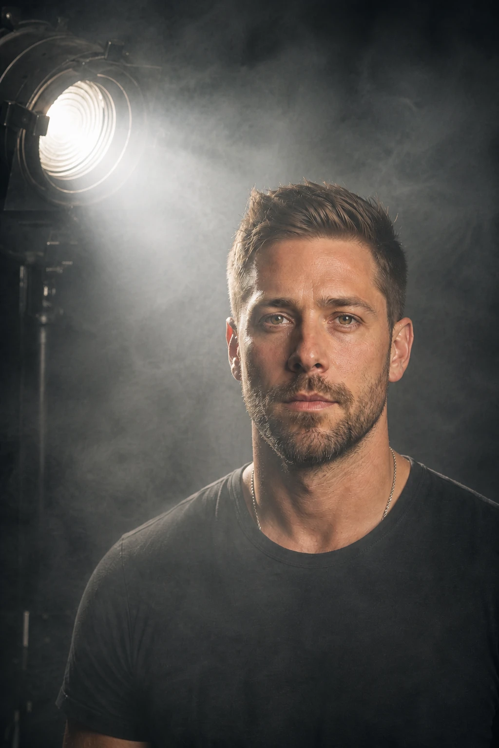 Portrait subject — Heavy Haze Mood variation of Haze Volumetric Fresnel Beam Portrait.