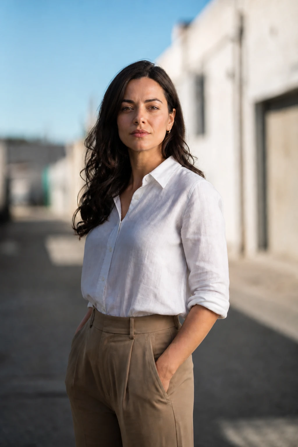 Turn flash off at the same settings — the sun still keys the face but the shadow side falls deeper, showing what the HS… Fashion model — Ambient Only Baseline variation of HSS Daylight Wide-Aperture Fashion.