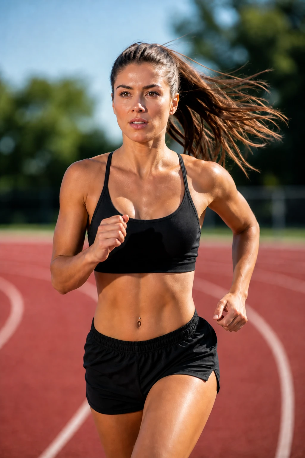 Athlete — Turn to the Light variation of HSS Hard-Sun Action Portrait.