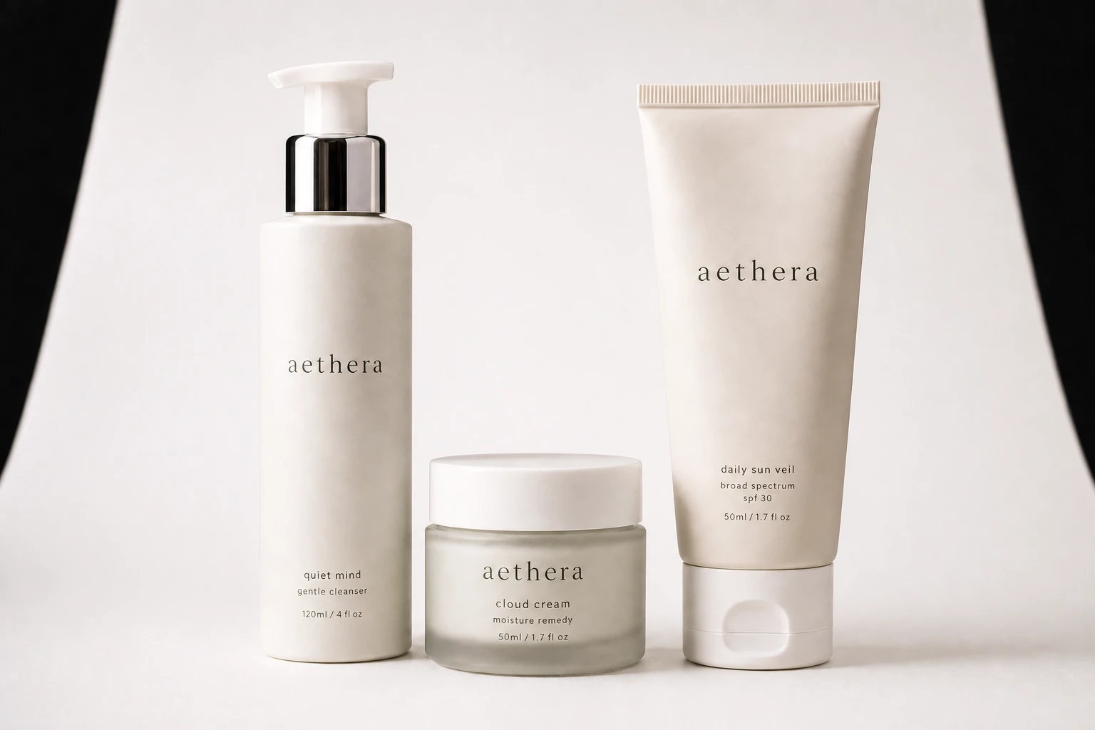 Open exposure and add a white bounce behind the sweep for a brighter e-commerce high-key read while keeping the soft ke… Skincare products — High-Key Background variation of Octabox Soft Key Skincare Product.
