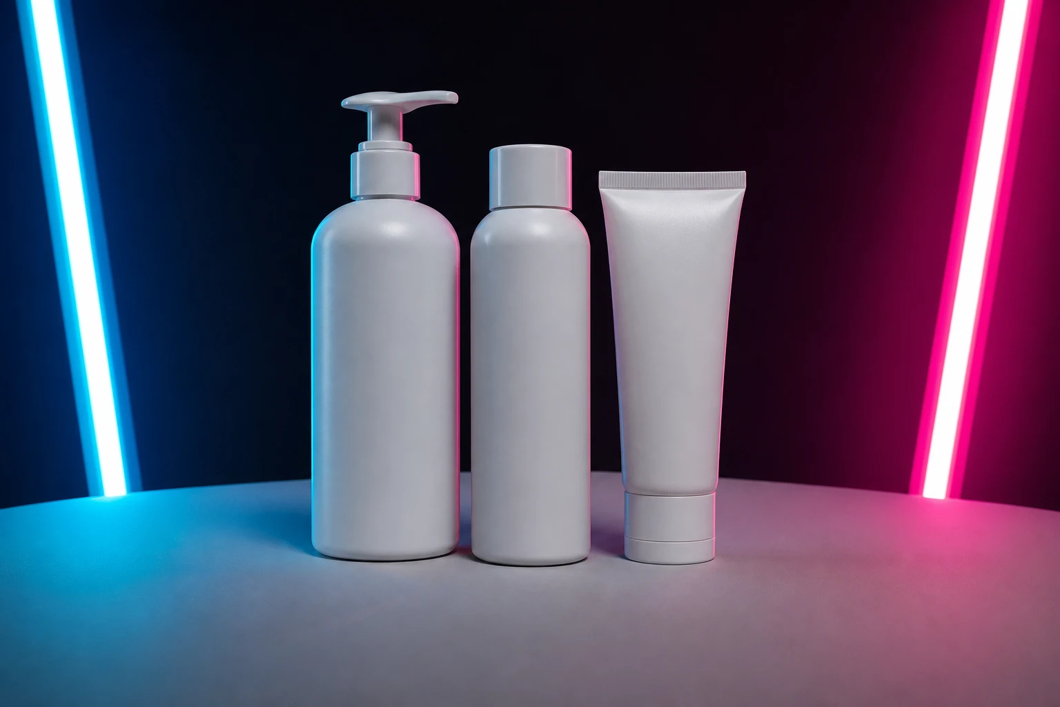 Skincare products — RGB Tube Product Background Wash lighting setup.