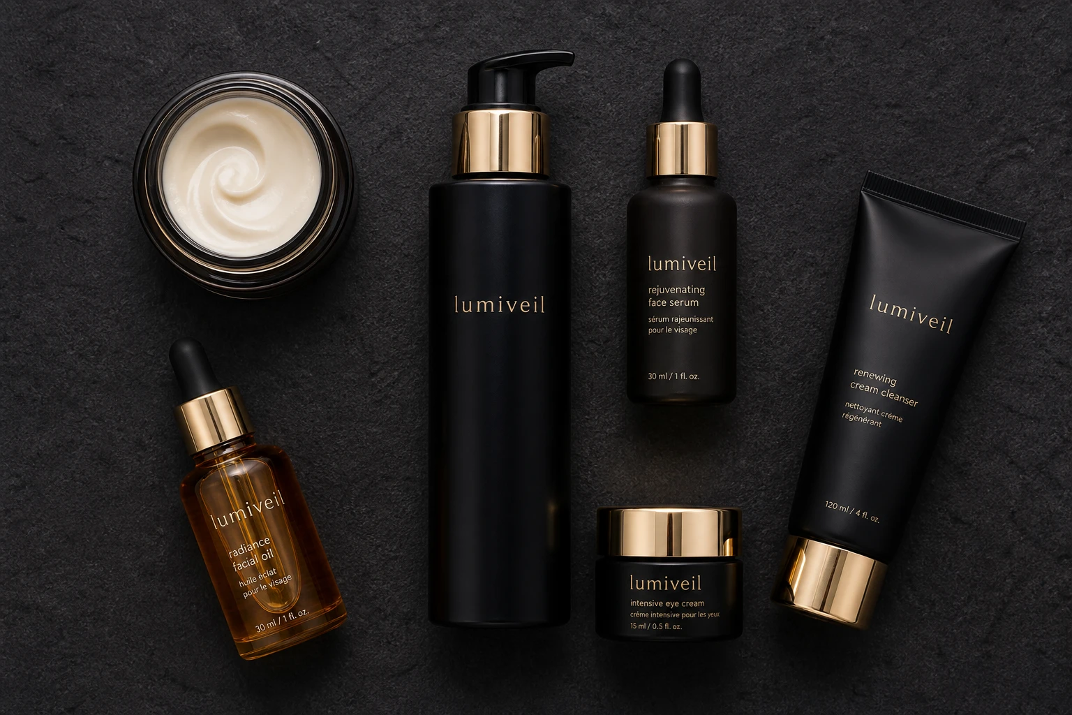 Skincare products — Ring Flash Flat Lay Product lighting setup.