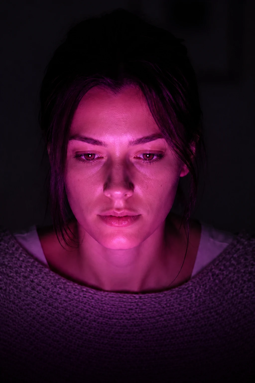 Portrait subject — Magenta Screen variation of Screen Glow Practical Portrait.