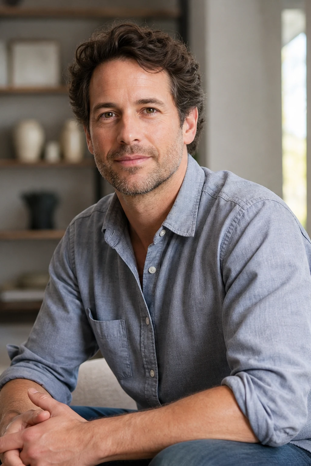 Portrait subject — Soft Panel Window Interior Balance lighting setup.
