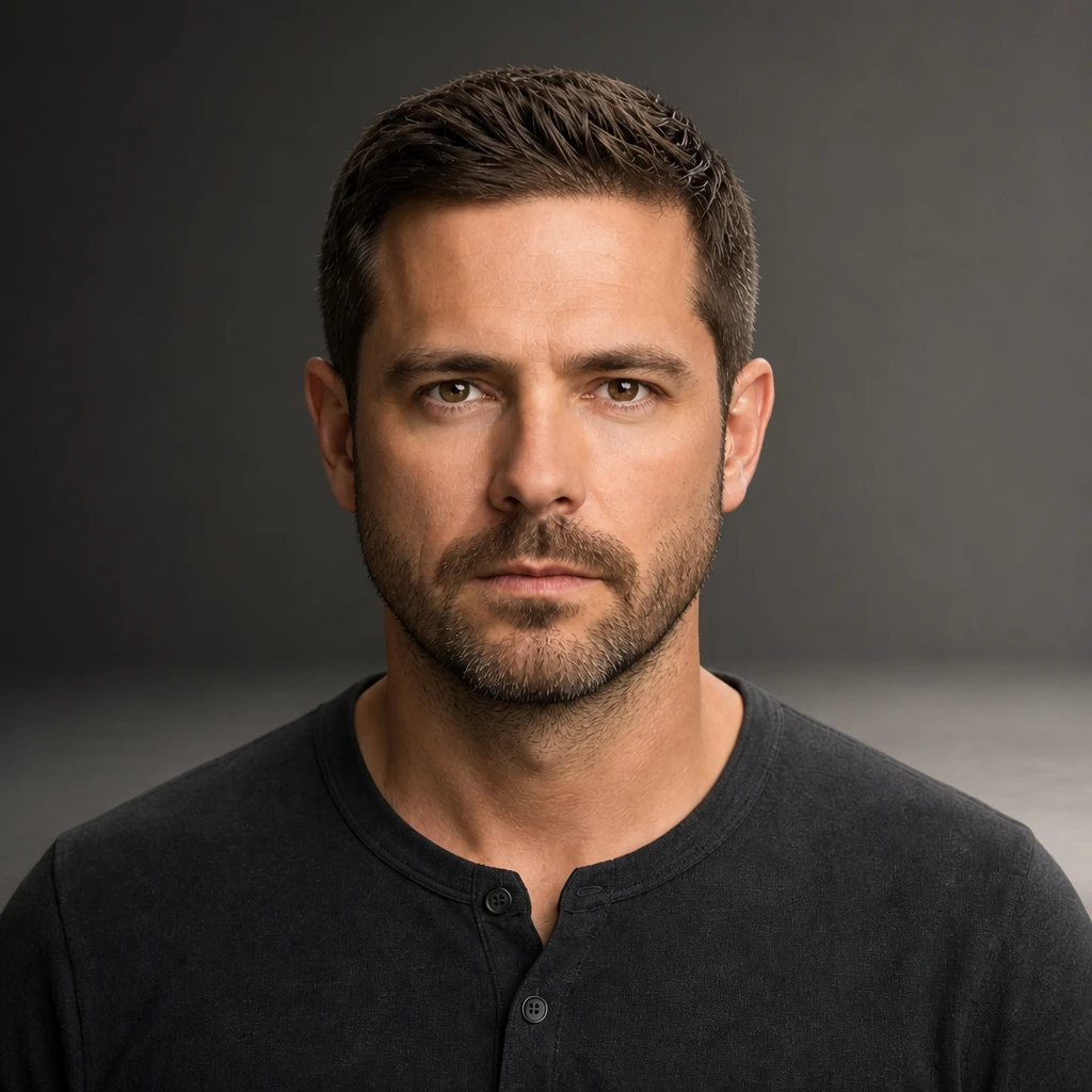 Remove the grid to show how much the background and floor brighten from spill Portrait subject — No Grid Spill variation of Softbox Grid Spill Control Portrait.