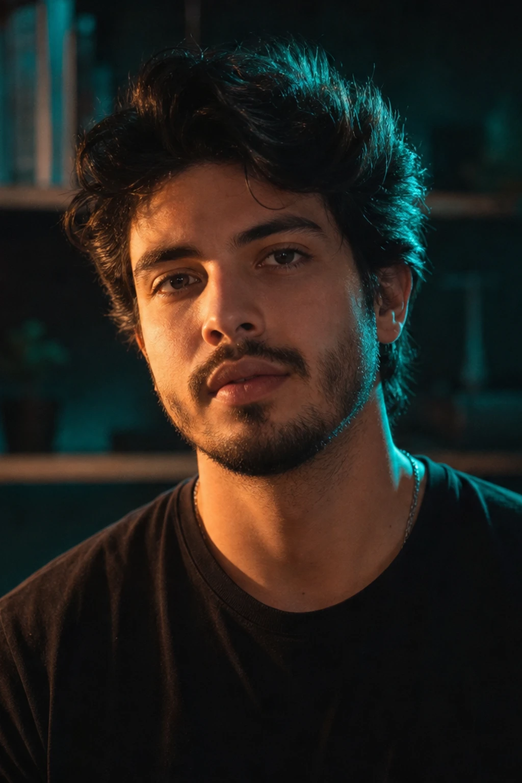 Portrait subject — Tube Rim Desk Lamp Portrait lighting setup.
