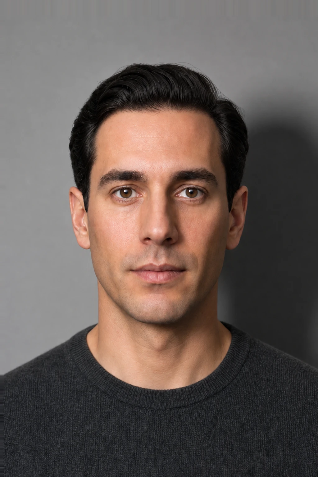 Portrait lit by a 60 cm softbox, moved in — 33° source