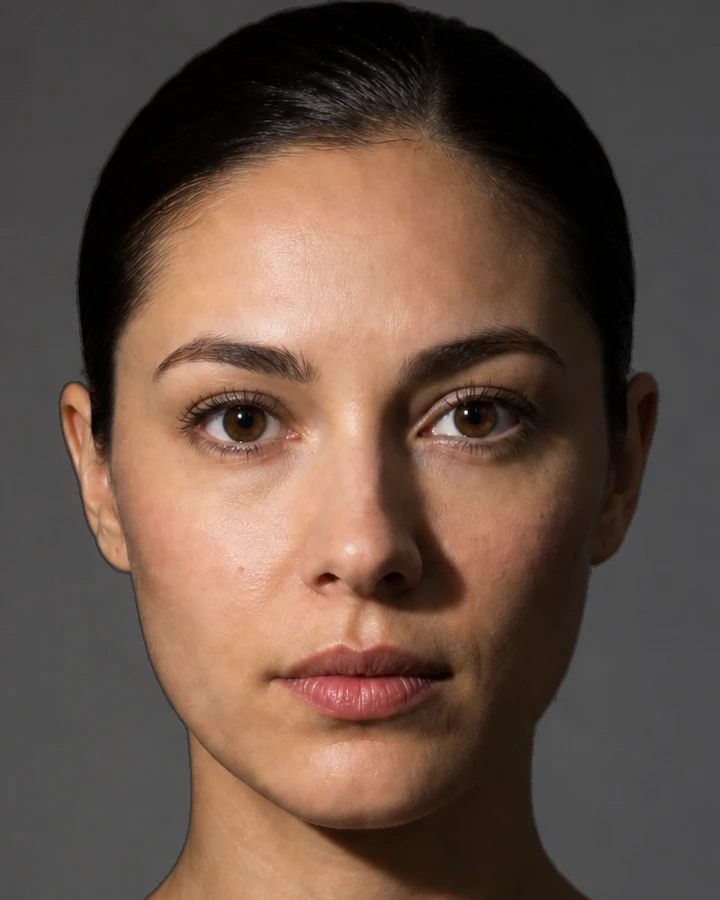 Pattern walk — a lit face, cropped close: frame 2 of 3