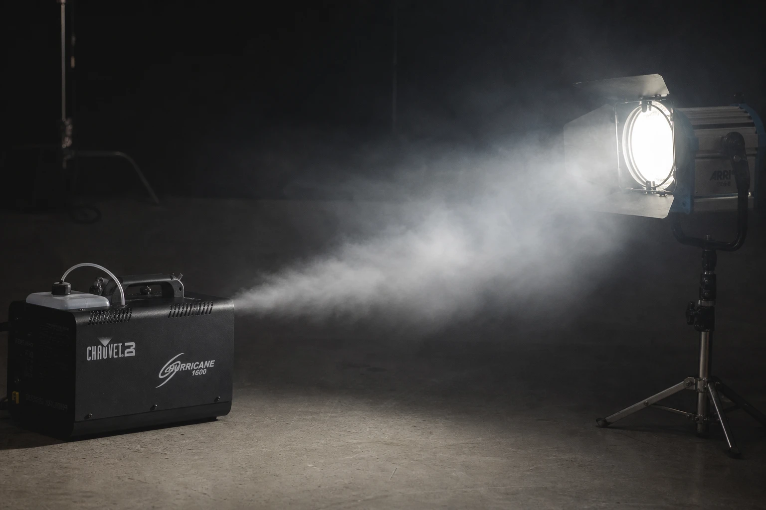 Haze / atmosphere, rigged as it is used — Haze (fog oil, hazer, light smoke) scatters light so beams become visible volumes — advanced atmosphere