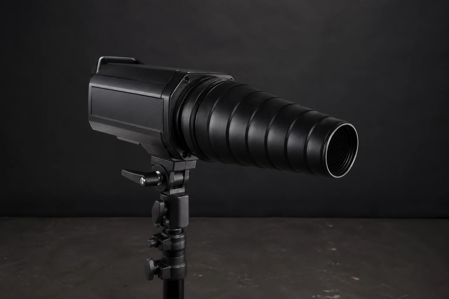 Snoot, rigged as it is used — Snoots choke light into a small circle — surgical pools for drama, hair lights, and cross-light kickers